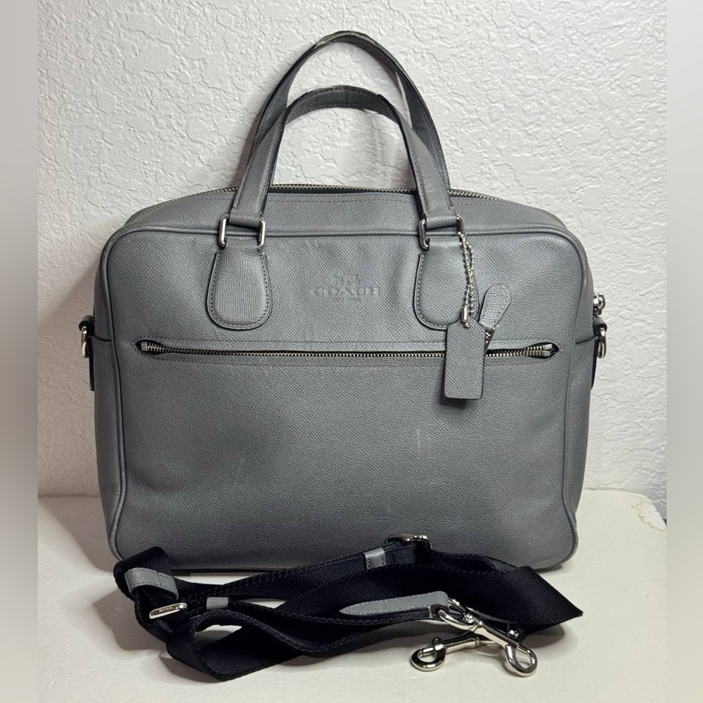 Coach Kennedy Briefcase Grey Saffiano Leather